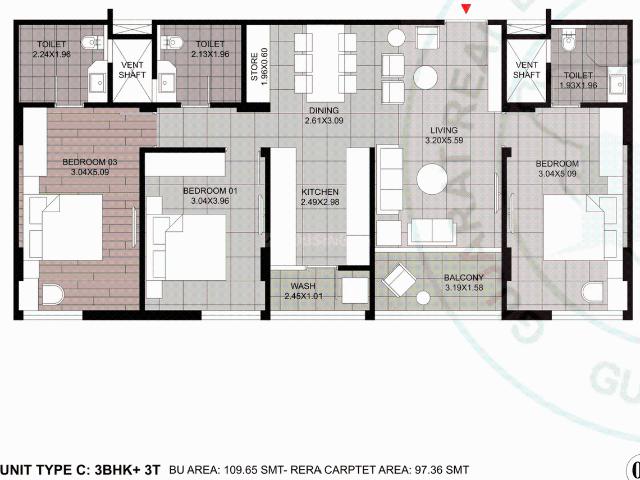 3 BHK Apartment in Paldi for resale Ahmedabad. The reference number is 18667590