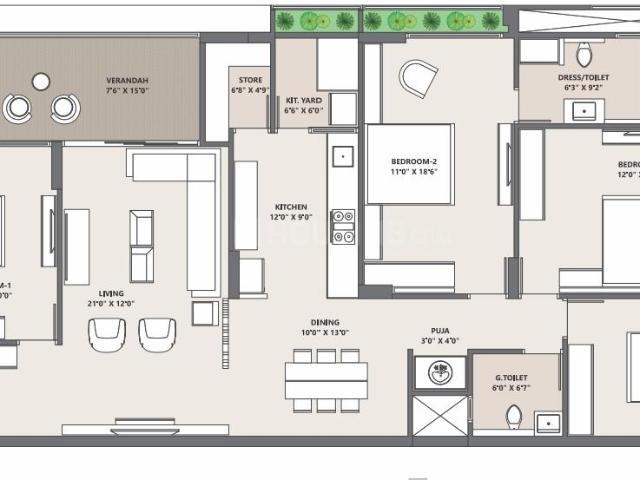 3 BHK Apartment in Paldi for resale Ahmedabad. The reference number is 20830498