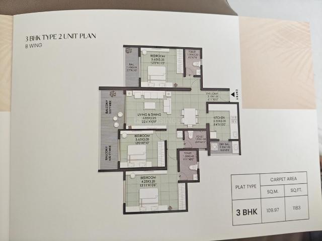 3 BHK Apartment in Pimple Gurav for resale Pune. The reference number is 20451355