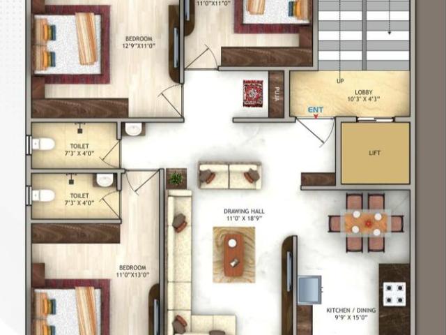 3 BHK Apartment in Pratap Nagar for resale Nagpur. The reference number is 20249546