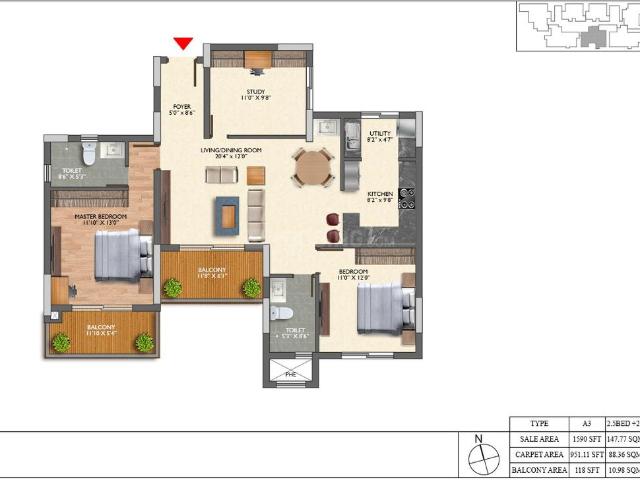 3 BHK Apartment in Whitefield for resale Bangalore East. The reference number is 17037918