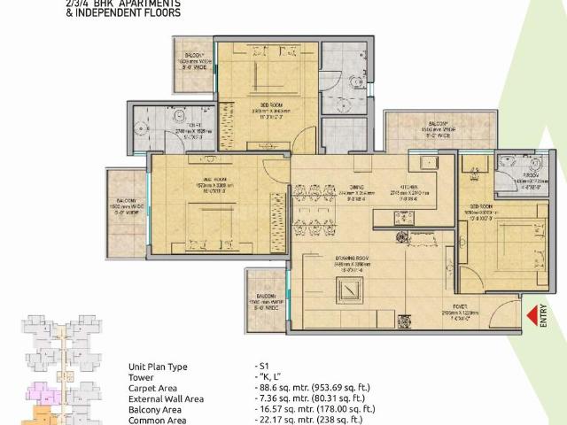 3 BHK Apartment in Yeida for resale Greater Noida. The reference number is 20636984