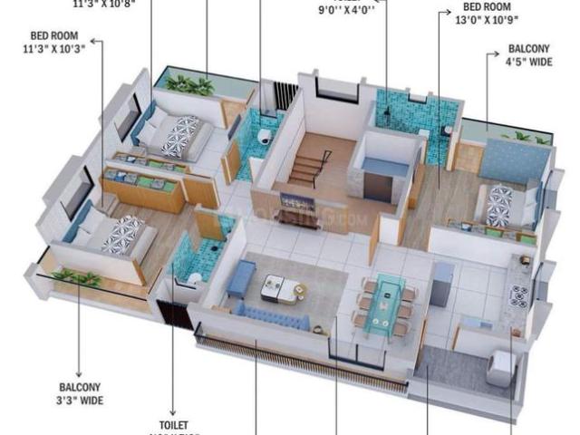 3 BHK Apartment in Zingabai Takli for resale Nagpur. The reference number is 18046038
