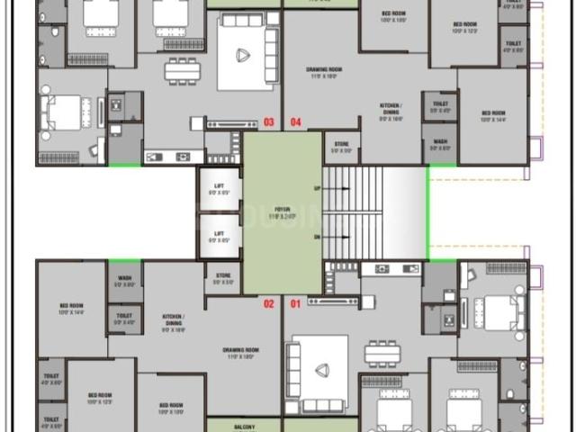 3 BHK Apartment in Zundal for resale Ahmedabad. The reference number is 17406806