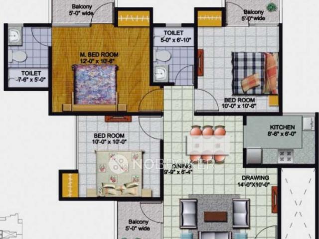 3 BHK Flat In Amrapali Kingswood for Rent In Sector 4
