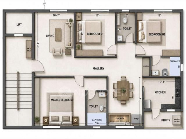 3 BHK Flat In Apartment For Sale In Chanda Nagar