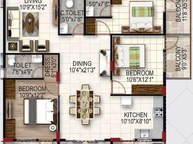 3 BHK Flat In Jcsv Pride For Sale In Kothanur