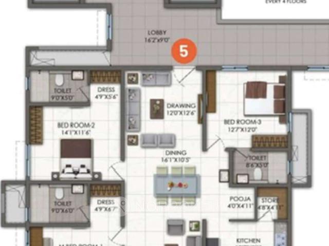 3 BHK Flat In Rajapushpa Imperia For Sale In Tellapur