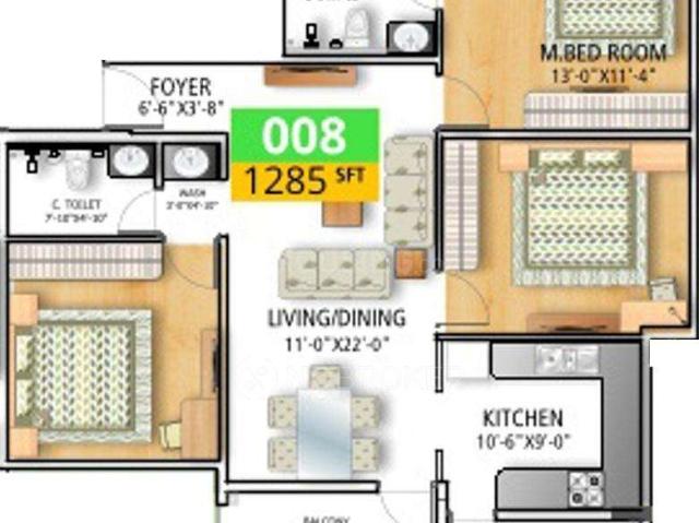 3 BHK Flat In Soundarya Paradise For Sale In Jalahalli