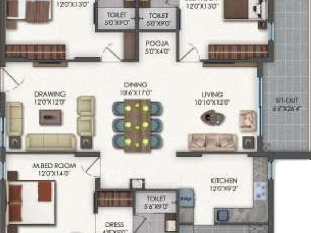 3 BHK Flat In Tulasivanam Aarna For Sale In Gc27+m2m, Road No. 6, Navodaya Colony, Kukatpally, Hyderabad, Telangana 500072, India