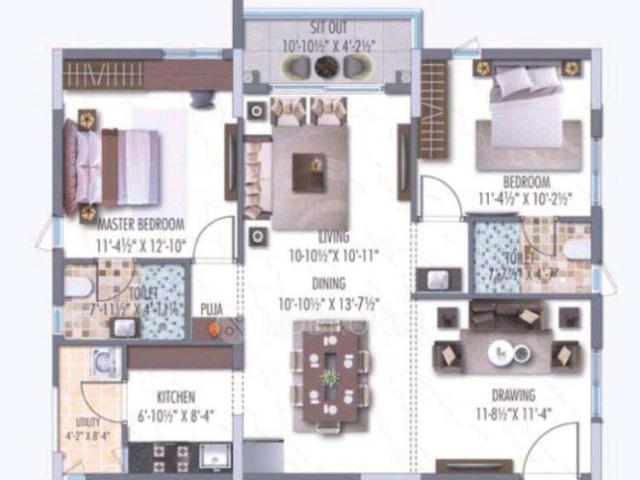 3 BHK Flat In The Vue Residences for Rent In Narsingi