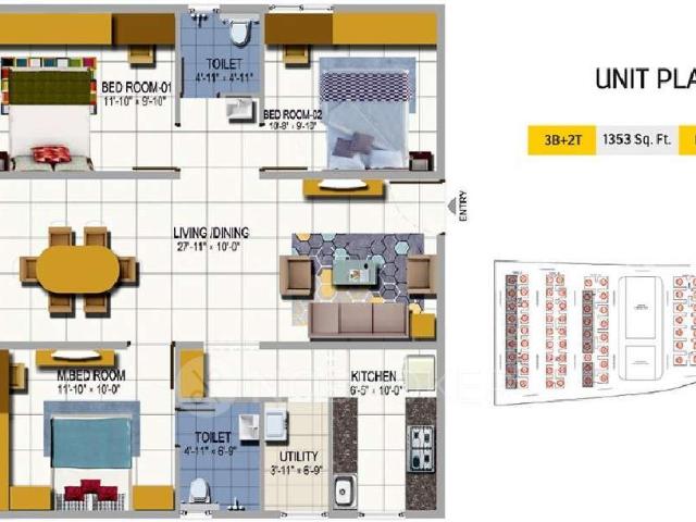 3 BHK Flat In Urbanrise On Cloud 33 For Sale In Bachupally