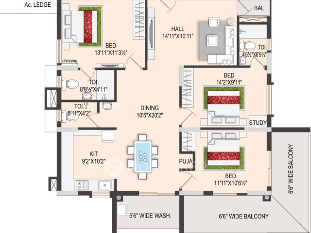 3 BHK Flat In Vijay Rv? S Sai Vanamali, Miyapur for Rent In Miyapur