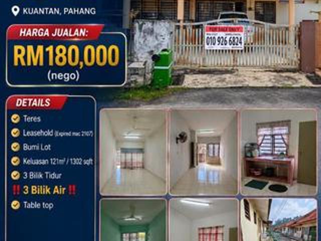 3 bilik airTeres Setingkat Taman Gambang Damai Kuantan