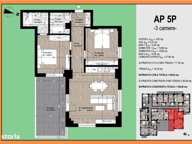 3 camere, apartament de vanzare Ilfov judet, Otopeni 9203 •