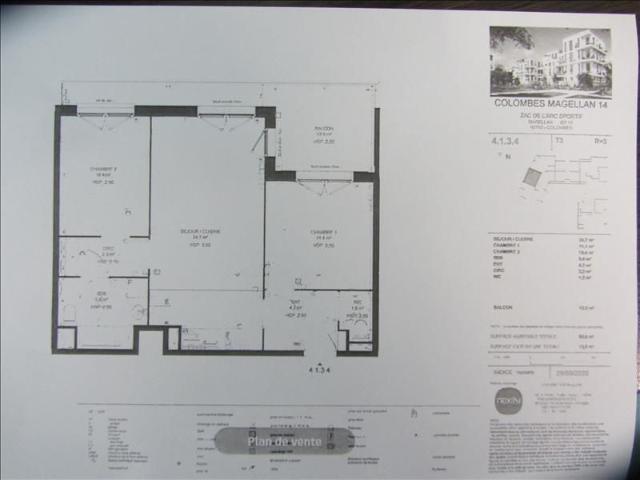 3 pièces 60,71 m² 3ème étage Colocation non autorisée