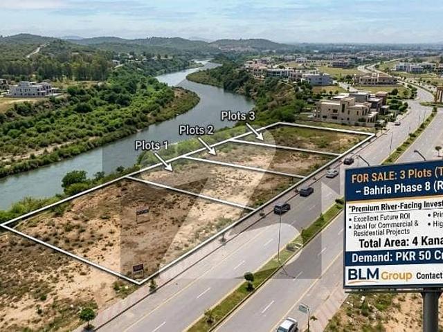 3 Plots Total 12 Kanal For Sale Bahria Phase 8 River Facing