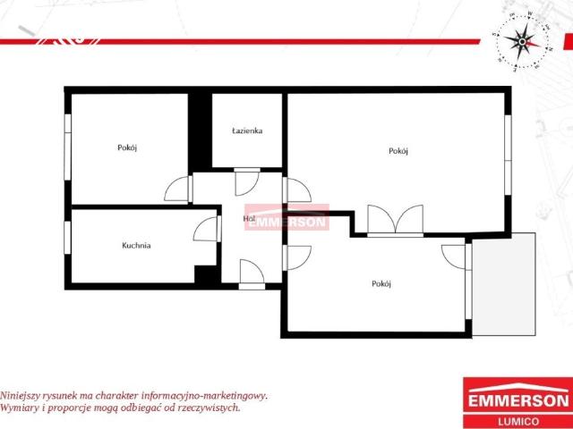 3 pokojowe mieszkanie z osobną kuchnią, balkon, piwnica