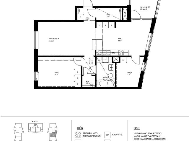 3 rum och kök 76 m² 12 147 kr