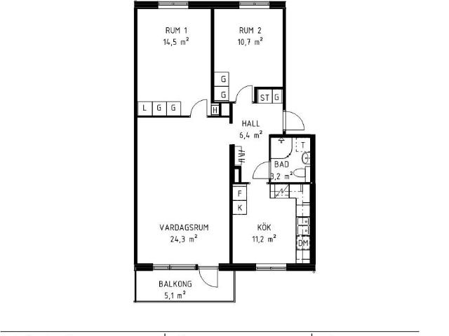 3 rum och kök 72 m² 10 772 kr