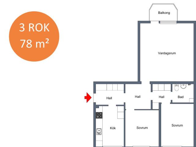 3 rums lägenhet i Tranås 78 m² 9 007 kr