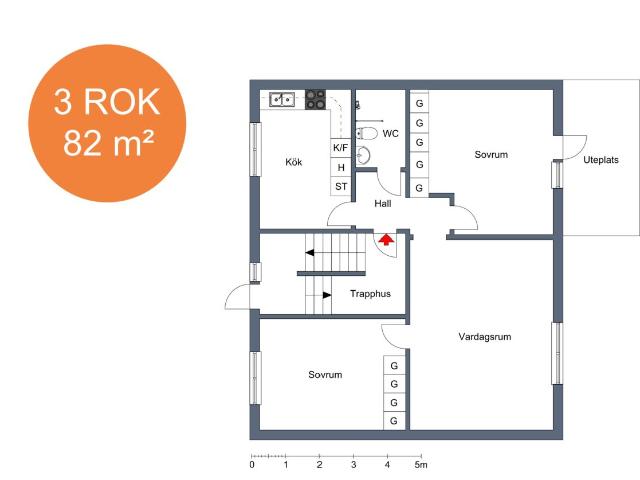 3 rums lägenhet i Tranås 82 m² 10 145 kr