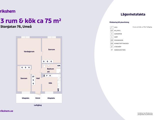 3 rums lägenhet i Umeå 75 m² 12 449 kr