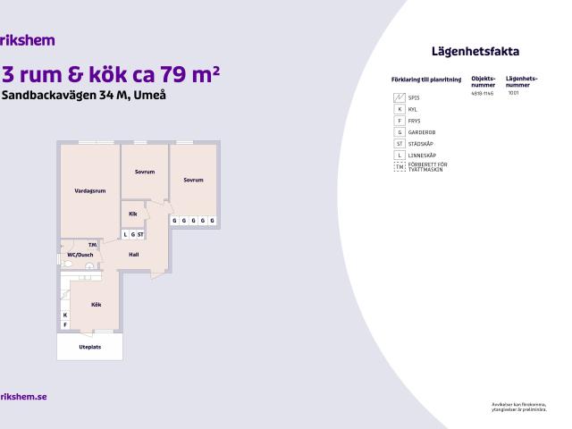 3 rums lägenhet i Umeå 79 m² 11 934 kr