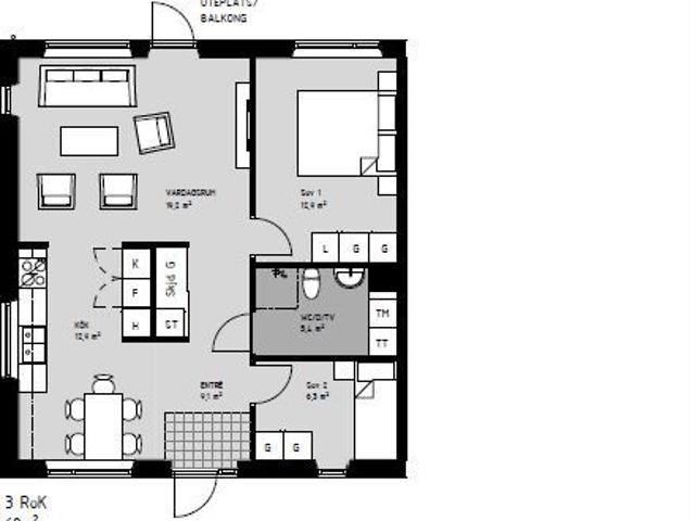 3 rums lägenhet i Växjö 68 m² 7 685 kr