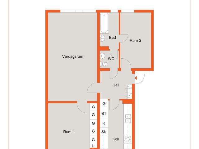 3 rums lägenhet i Växjö 76 m² 7 640 kr