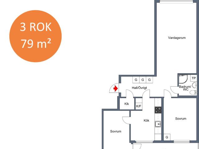 3 rums lägenhet i Arboga 79 m² 8 619 kr
