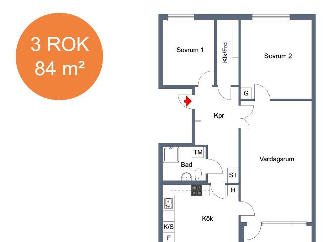 3 rums lägenhet i Brandbergen 84 m² 12 324 kr