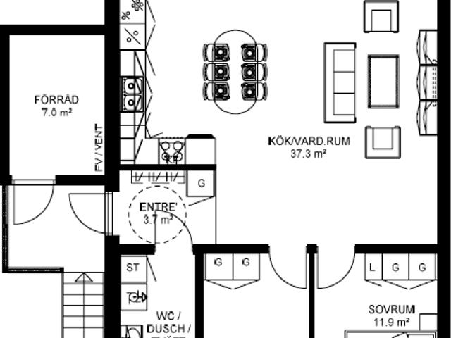 3 rums lägenhet i Falun 73 m² 9 282 kr
