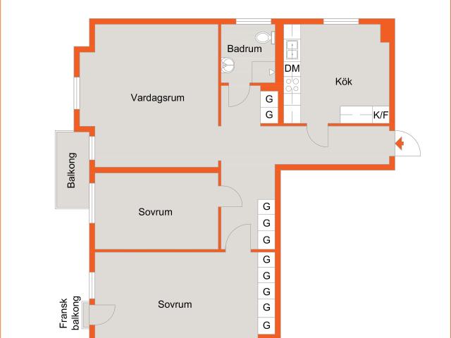 3 rums lägenhet i Kalmar 82 m² 9 633 kr