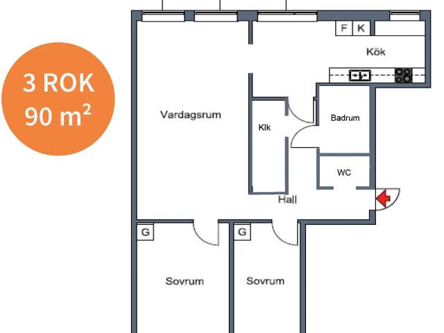 3 rums lägenhet i Malmö 90 m² 10 917 kr