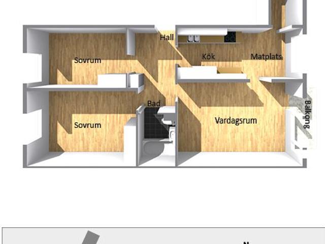 3 rums lägenhet i Norr 76 m² 8 467 kr