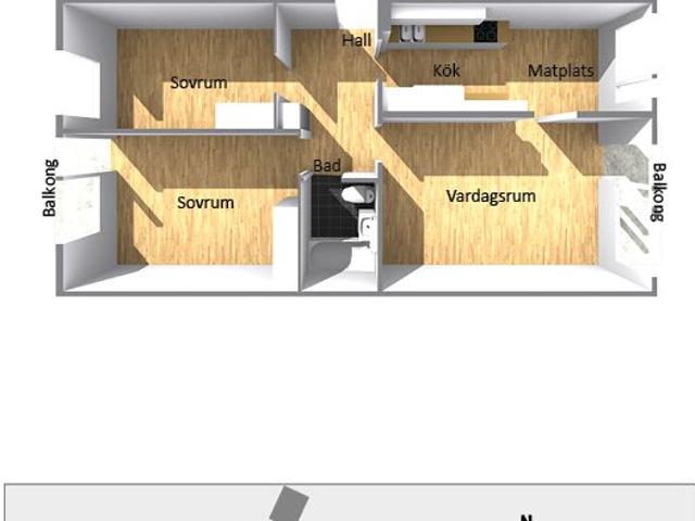3 rums lägenhet i Norr 76 m² 8 143 kr
