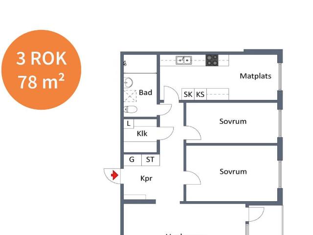 3 rums lägenhet i Norrköping 78 m² 9 555 kr