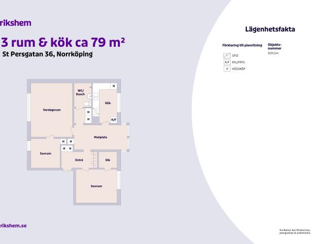 3 rums lägenhet i Norrköping 79 m² 9 678 kr