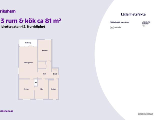 3 rums lägenhet i Norrköping 81 m² 9 933 kr
