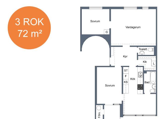 3 rums lägenhet i Örebro 72 m² 6 888 kr