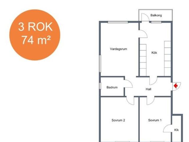 3 rums lägenhet i Södertälje 74 m² 10 354 kr
