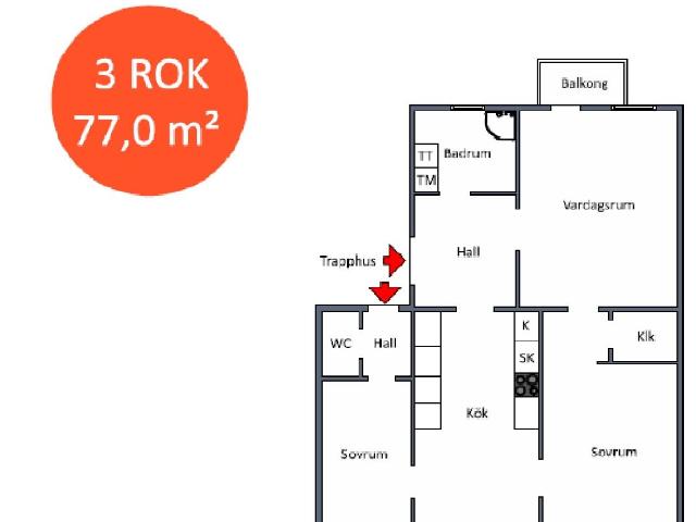 3 rums lägenhet i Södertälje 77 m² 11 834 kr