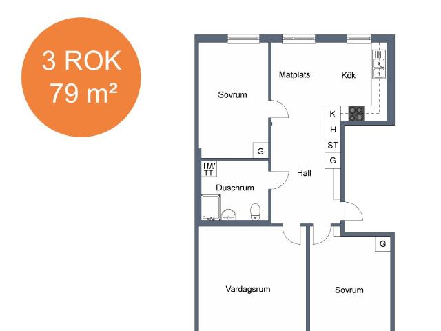 3 rums lägenhet i Södertälje 80 m² 11 834 kr