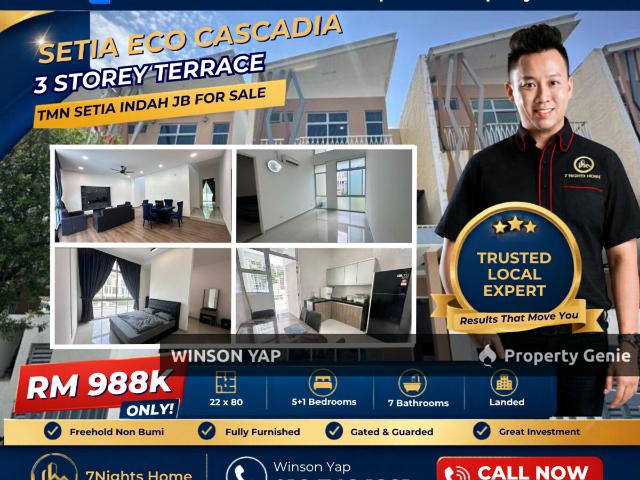 3 Storey Terrace House Setia Eco Cascadia JB Fully Furnished Clubhouse Facilities