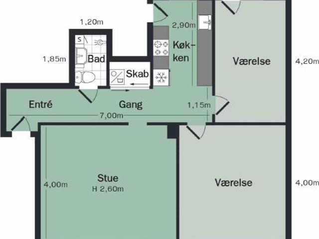3 værelses bolig nær centrum og Østre Anlæg