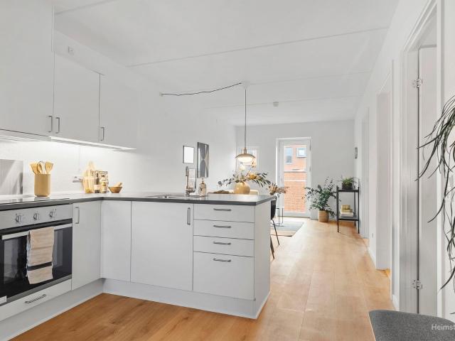 3 værelses lejlighed med moderne køkken og grønne omgivelser