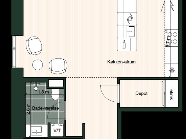3 værelses lejlighed på 148 m²