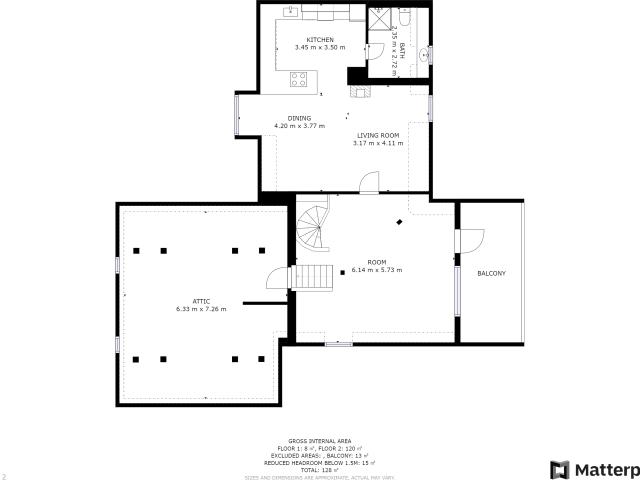 3 værelses lejlighed på 112 m²