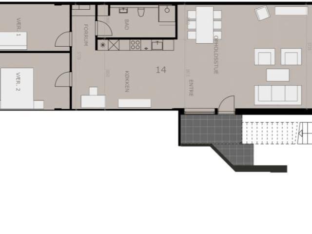 3 værelses lejlighed på 115 m²